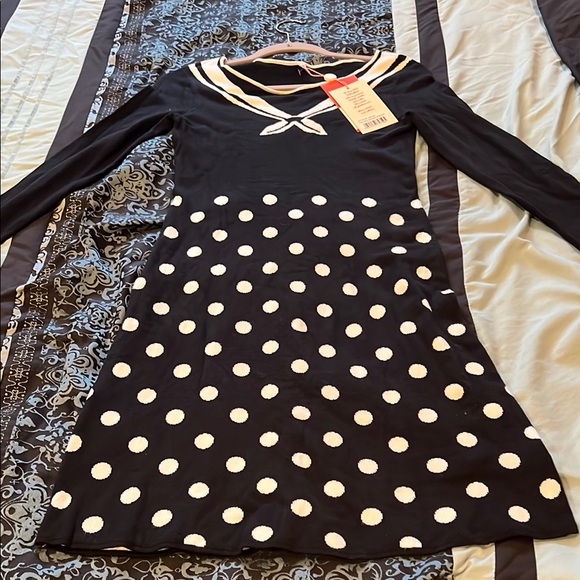 Dresses & Skirts - THREE WISHES DRESS , women’s Black and White Polka Dot Dress, size XS